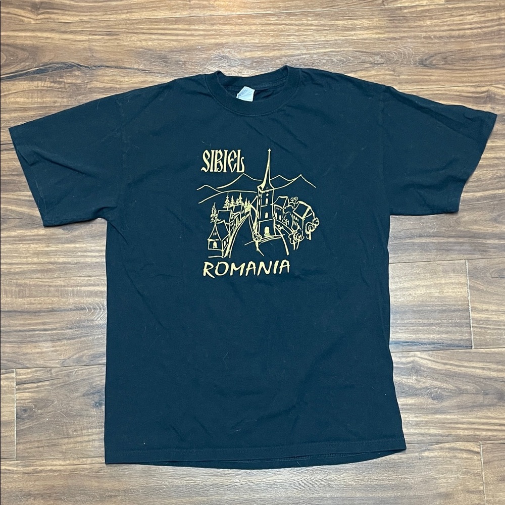 Gothic Style Romania Black Graphic T-Shirt